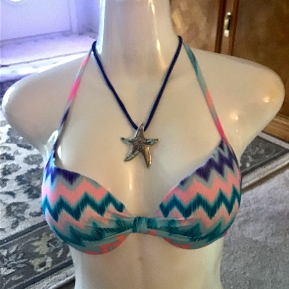 PINK Victoria Secret bikini top multicolor S/P 💕 zigzags pink turquoise … - Picture 11 of 11